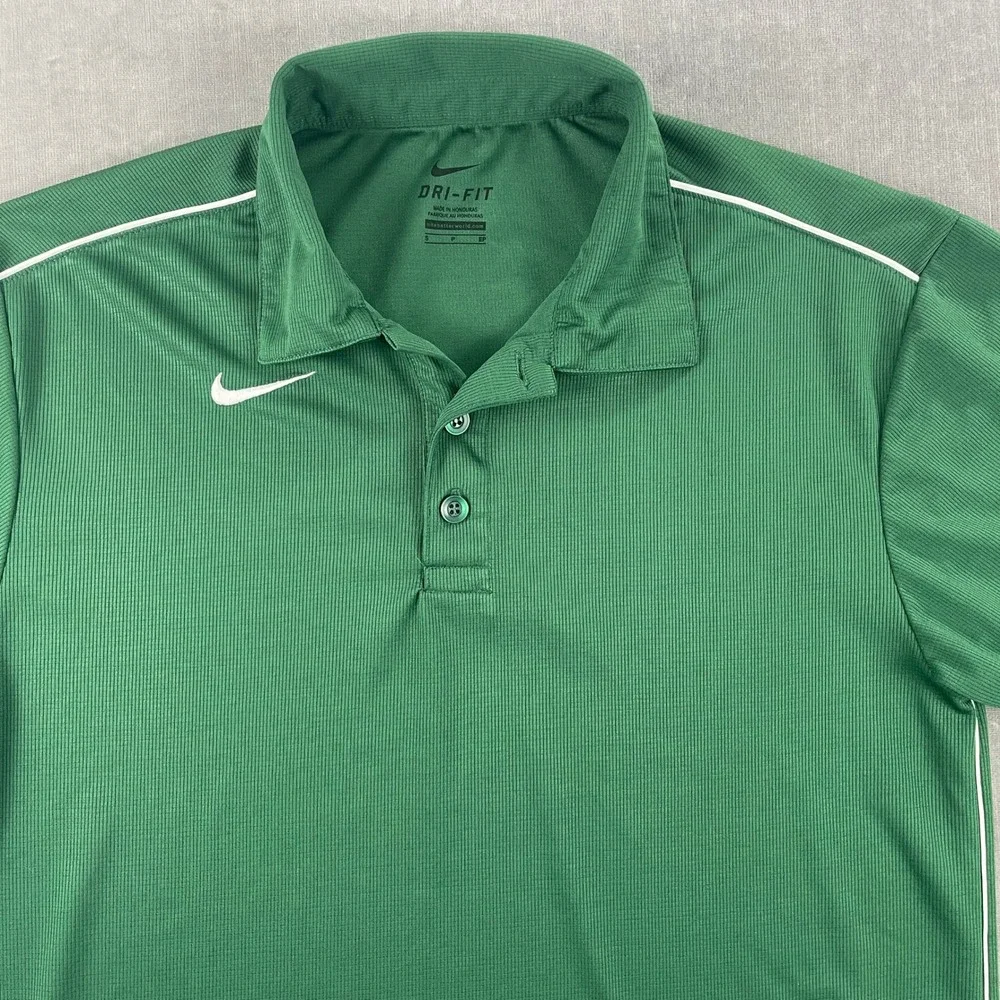 Nike Mens Small Green Polo Shirt Dri-Fit Short Sleeve‎ Performance